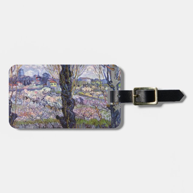 Van Gogh View Arles Flowering Garden Luggage Tag (Front Horizontal)