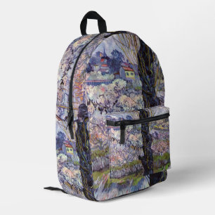 Van Gogh View Arles Flowering Garden Printed Backpack