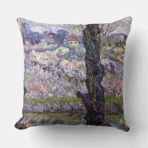 Van Gogh View of Arles Flowering Orchards Cushion