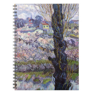 Van Gogh View of Arles Flowering Orchards Print: Notebook