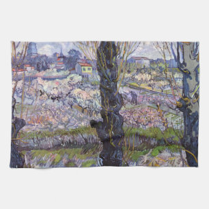 Van Gogh View of Arles Flowering Orchards Print: Tea Towel