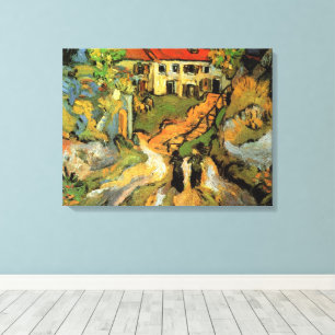 Van Gogh Village Street and Steps Auvers, Figures Canvas Print