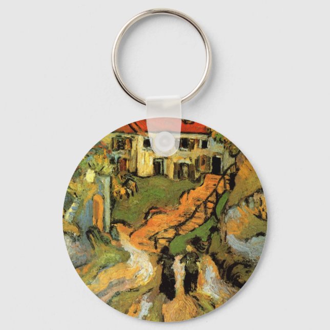 Van Gogh Village Street and Steps Auvers, Figures Key Ring (Front)
