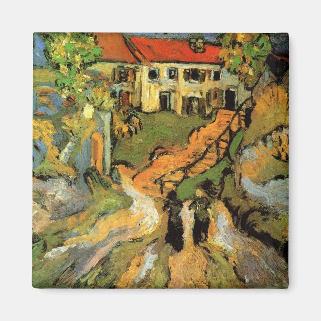 Van Gogh Village Street and Steps Auvers, Figures Magnet (Front)
