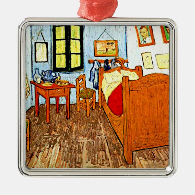 Van Gogh - Vincent's Bedroom, famous painting, Metal Tree Decoration (Front)