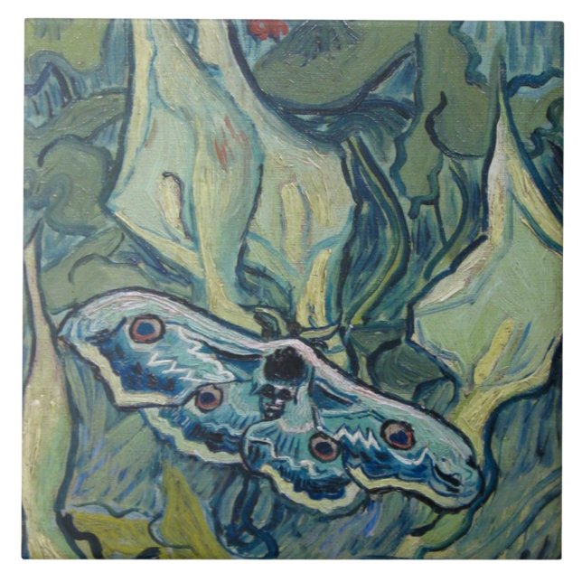 Van Gogh Vintage Great Peacock Moth Tile (Front)