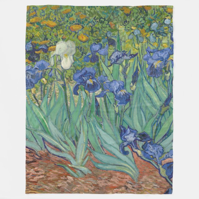 Van Gogh Vintage Irises Fleece  Blanket (Front)