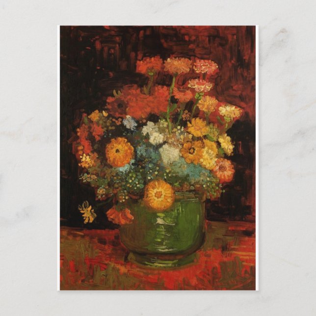 Van Gogh Vintage Painting Vase Flowers Blossoms Postcard (Front)