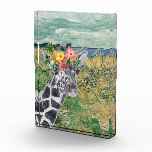 Van Gogh Wheat Field and Giraffe Photo Block