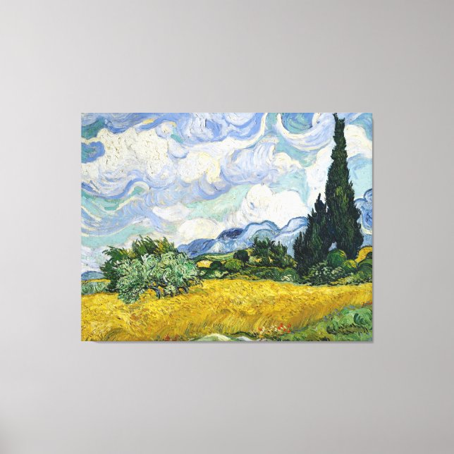 Van Gogh Wheat Field Cypresses Painting Canvas Print (Front)