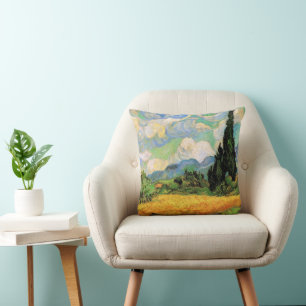 Van Gogh Wheat Field w Cypresses at Haute Galline Cushion
