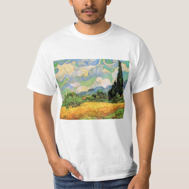 Van Gogh Wheat Field w Cypresses at Haute Galline T-Shirt (Front)