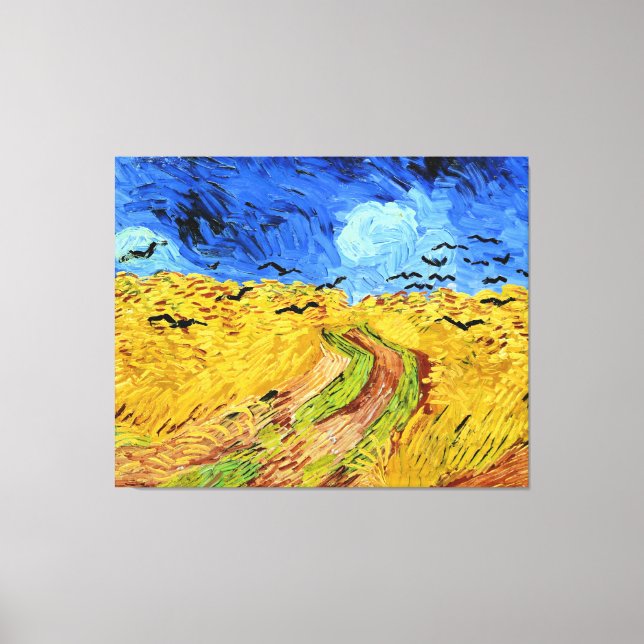 Van Gogh - Wheat Field with Crows, famous painting Canvas Print (Front)