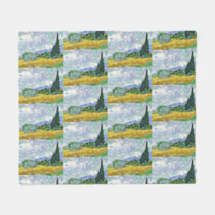 Van Gogh Wheat Field with Cypresses Art Fleece Blanket