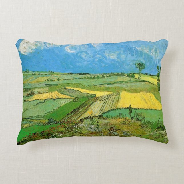 Van Gogh Wheat Fields at Auvers Under Clouded Sky Decorative Cushion (Front)