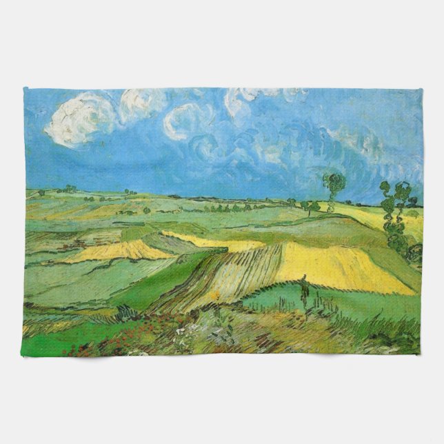 Van Gogh Wheat Fields at Auvers Under Clouded Sky Tea Towel (Horizontal)