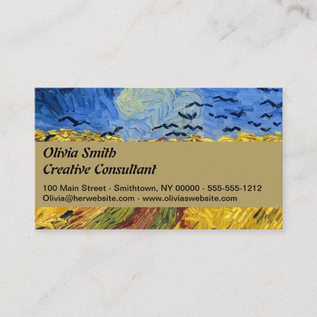 Van Gogh Wheat Fields impressionist Painting Business Card (Front)