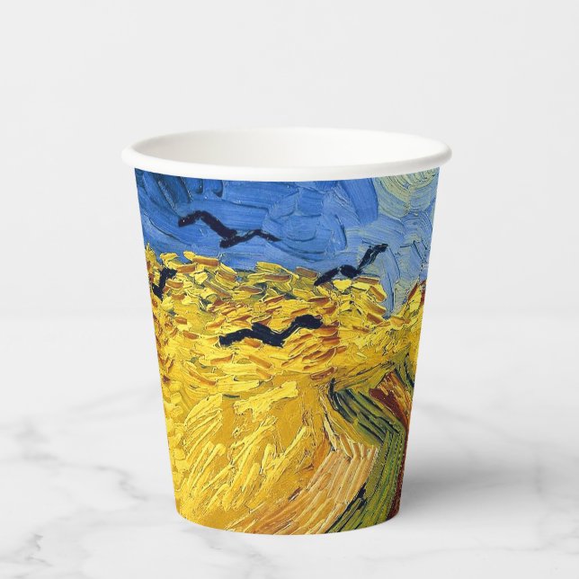 Van Gogh Wheat Fields impressionist Painting Paper Cups (Front)