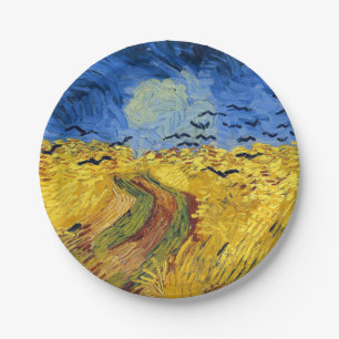 Van Gogh Wheat Fields impressionist Painting Paper Plate
