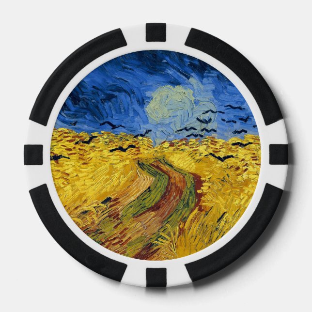 Van Gogh Wheat Fields impressionist Painting Poker Chips (Front)
