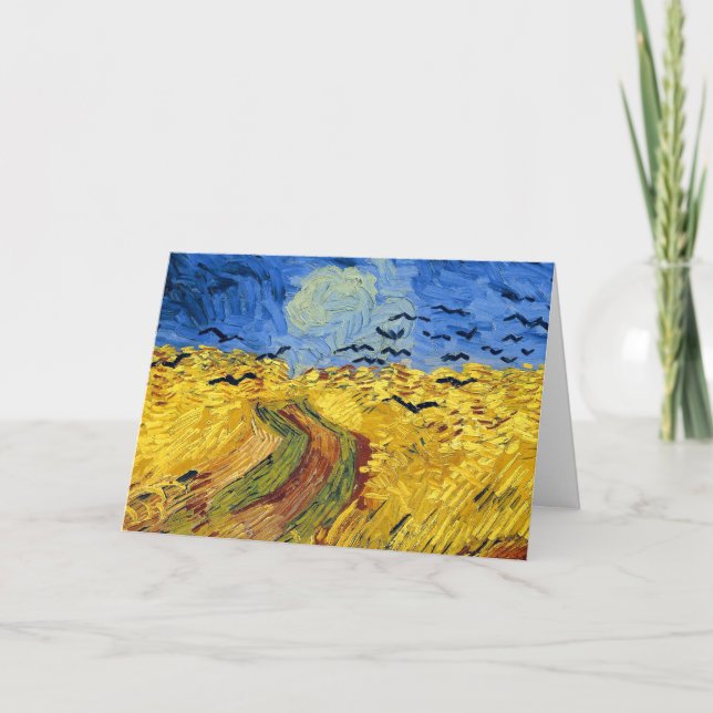 Van Gogh Wheat Fields impressionist Painting Thank You Card (Front)