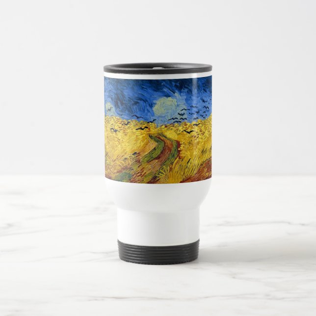 Van Gogh Wheat Fields impressionist Painting Travel Mug (Center)