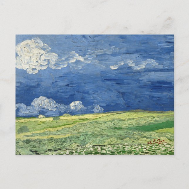 Van Gogh - Wheatfield under thunderclouds painting Postcard (Front)