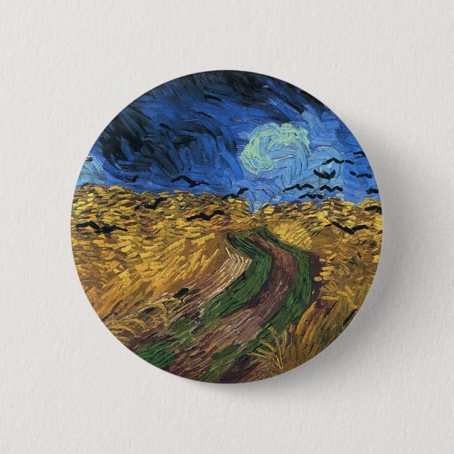 Van Gogh Wheatfield With Crows Button (Front)