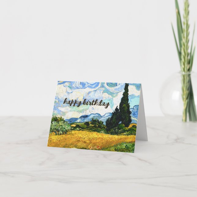 VAN GOGH "Wheatfield with cypresses" Birthday Card (Front)
