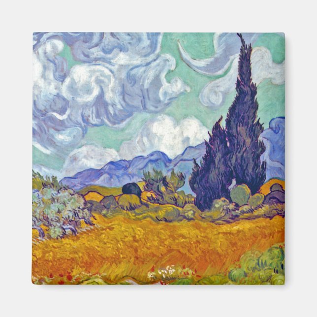 Van Gogh - Wheatfield With Cypresses Magnet (Front)