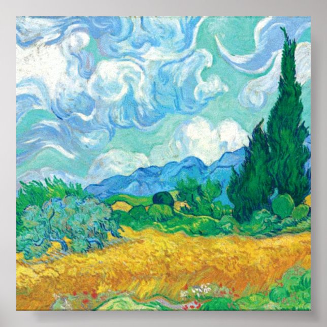 Van Gogh Wheatfield with Cypresses Poster (Front)