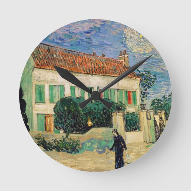 Van Gogh White house night Round Clock (Front)