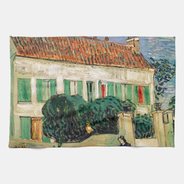 Van Gogh White house night Tea Towel (Horizontal)
