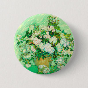 Van Gogh White Roses 6 Cm Round Badge