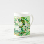 Van Gogh White Roses Bone China Mug<br><div class="desc">Bone China Mug featuring Vincent van Gogh’s oil painting Vase with Pink Roses (1890). A gorgeous bouquet of roses are in a vase against a green background. A perfect gift for fans of Post-Impressionism and Dutch art.</div>