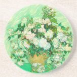Van Gogh White Roses Coaster<br><div class="desc">Sandstone Coaster featuring Vincent van Gogh’s oil painting Vase with Pink Roses (1890). A gorgeous bouquet of roses are in a vase against a green background. A perfect gift for fans of Post-Impressionism and Dutch art.</div>