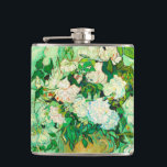 Van Gogh White Roses Hip Flask<br><div class="desc">Flask featuring Vincent van Gogh’s oil painting Vase with Pink Roses (1890). A gorgeous bouquet of roses are in a vase against a green background. A perfect gift for fans of Post-Impressionism and Dutch art.</div>