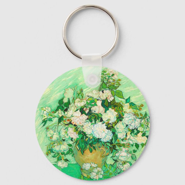 Van Gogh White Roses Key Ring (Front)