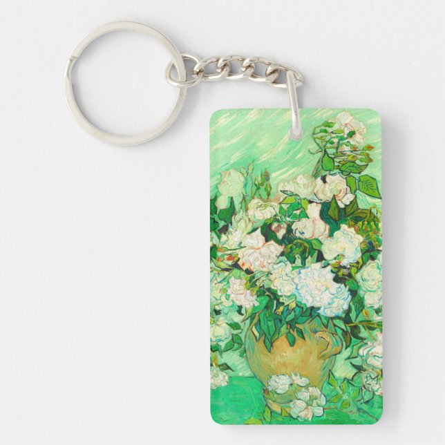 Van Gogh White Roses Key Ring (Front)