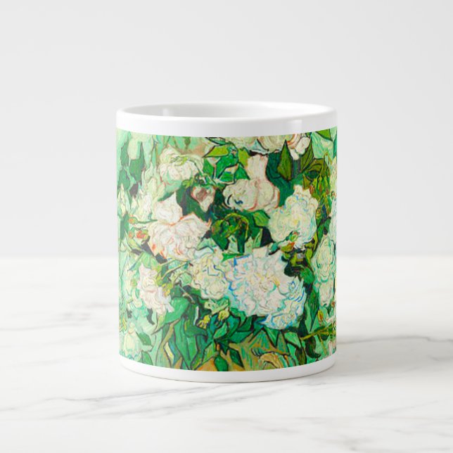 Van Gogh White Roses Large Coffee Mug (Front)