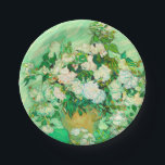 Van Gogh White Roses Paper Plate<br><div class="desc">Paper Plates featuring Vincent van Gogh’s oil painting Vase with Pink Roses (1890). A gorgeous bouquet of roses are in a vase against a green background. A perfect gift for fans of Post-Impressionism and Dutch art.</div>