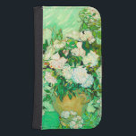 Van Gogh White Roses Samsung S4 Wallet Case<br><div class="desc">Samsung Galaxy Wallet Case featuring Vincent van Gogh’s oil painting Vase with Pink Roses (1890). A gorgeous bouquet of roses are in a vase against a green background. A perfect gift for fans of Post-Impressionism and Dutch art.</div>