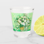 Van Gogh White Roses Shot Glass<br><div class="desc">Shot Glass featuring Vincent van Gogh’s oil painting Vase with Pink Roses (1890). A gorgeous bouquet of roses are in a vase against a green background. A perfect gift for fans of Post-Impressionism and Dutch art.</div>