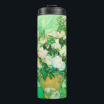 Van Gogh White Roses Thermal Tumbler<br><div class="desc">Thermal Tumbler featuring Vincent van Gogh’s oil painting Vase with Pink Roses (1890). A gorgeous bouquet of roses are in a vase against a green background. A perfect gift for fans of Post-Impressionism and Dutch art.</div>