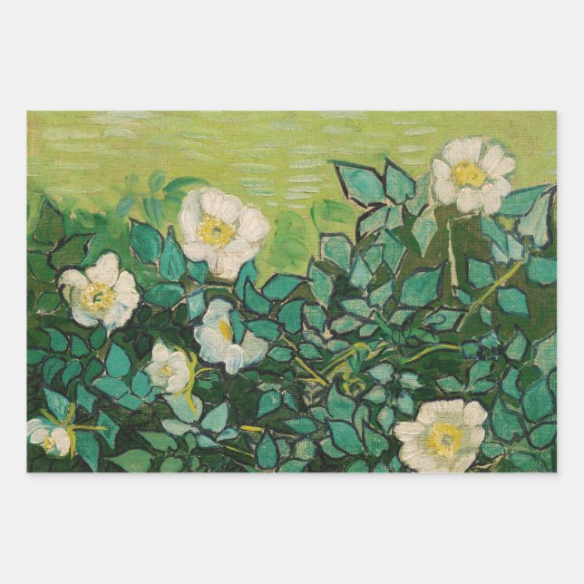 Van Gogh Wild Roses Wrapping Paper Sheet (Front)