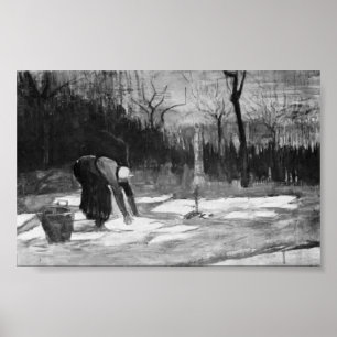 Van Gogh - Woman Spreading Out Laundry on a Field Poster