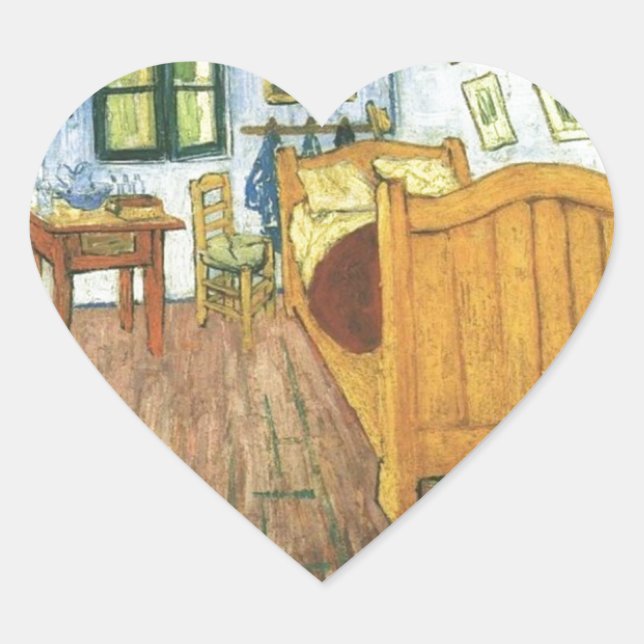 Van Gogh's Bedroom in Arles Heart Sticker (Front)