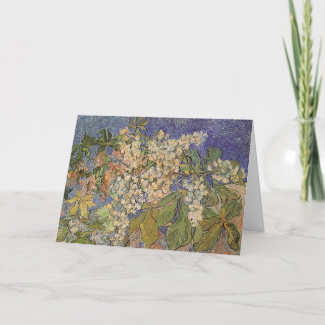 Van Gogh's Blossoming Chestnut Branches Holiday Card (Front)
