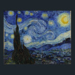Van Gogh's Classic Painting The Starry Night Poster<br><div class="desc">Vincent van Gogh's "The Starry Night" (1889) is one of his most famous and captivating works, known for its swirling skies, glowing stars, and bold brushstrokes. The painting features a vibrant night sky, filled with swirling patterns of blues and yellows. The stars are large, luminous, and almost surreal in appearance,...</div>