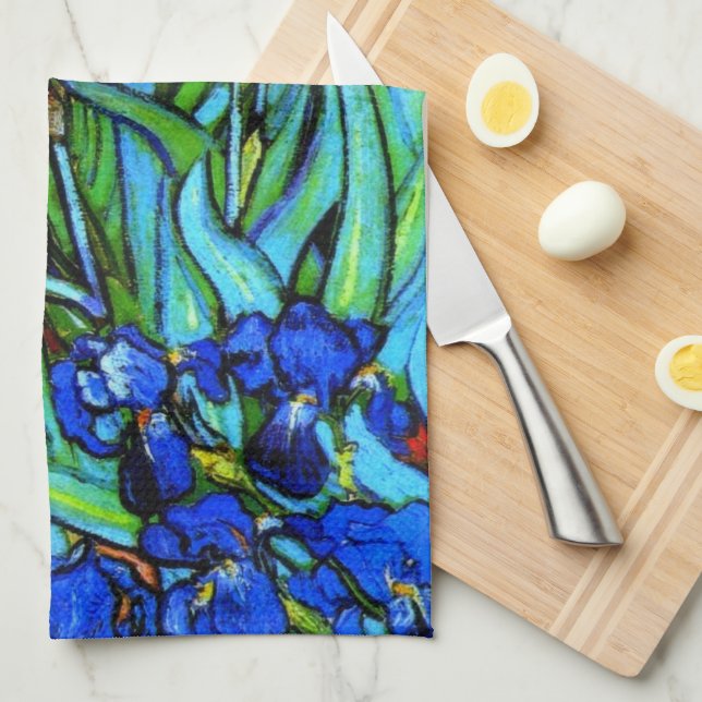 Van Gogh's famous painting, Irises, Tea Towel (Quarter Fold)